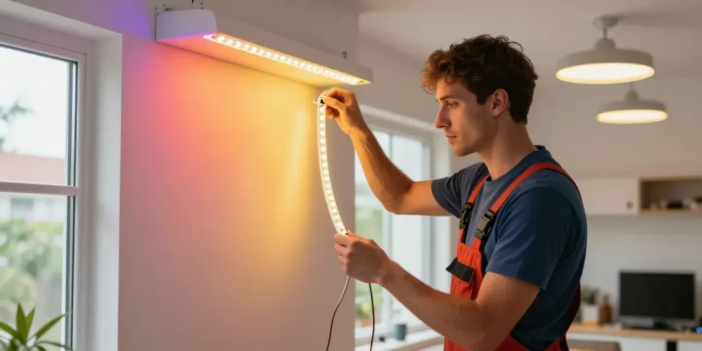 Instalare banda led cob de către un profesionist local în iluminat, oferind servicii de calitate.